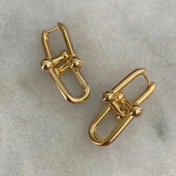 Boutique Jewelry - COPY - COPY - Gold Chunky Double Chain Link Hoop Earrings Brand New